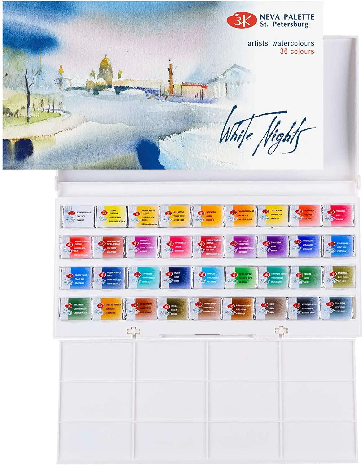 Russian White Nights Artists Grade Watercolour Paint Set-36 Colors Artist Set