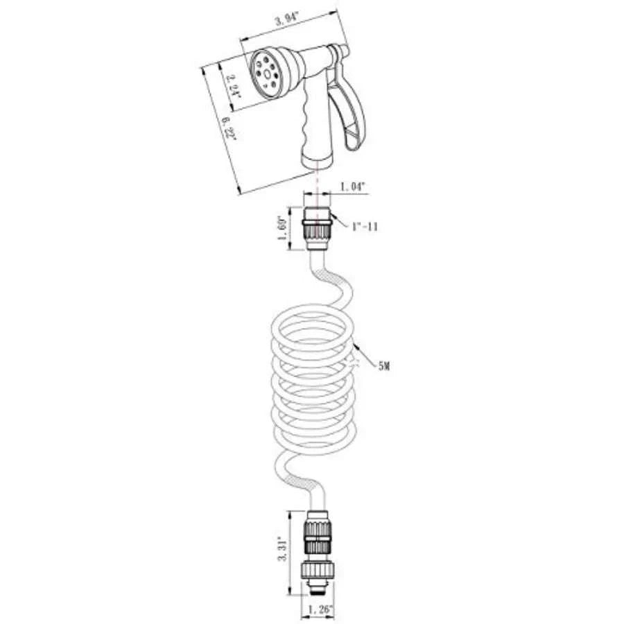 RV Exterior Quick Connect Sprayer with 7 Spray Settings and Coiled Hose Kit-United States / White