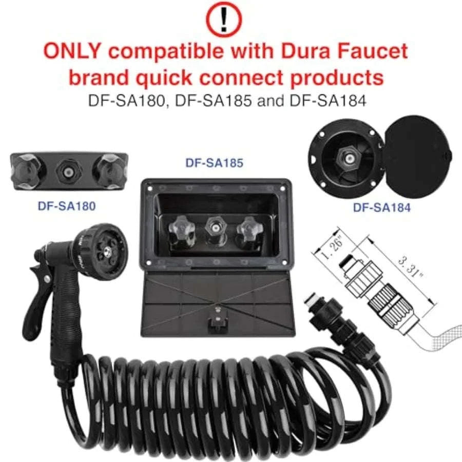 RV Exterior Quick Connect Sprayer with 7 Spray Settings and Coiled Hose Kit-United States / White
