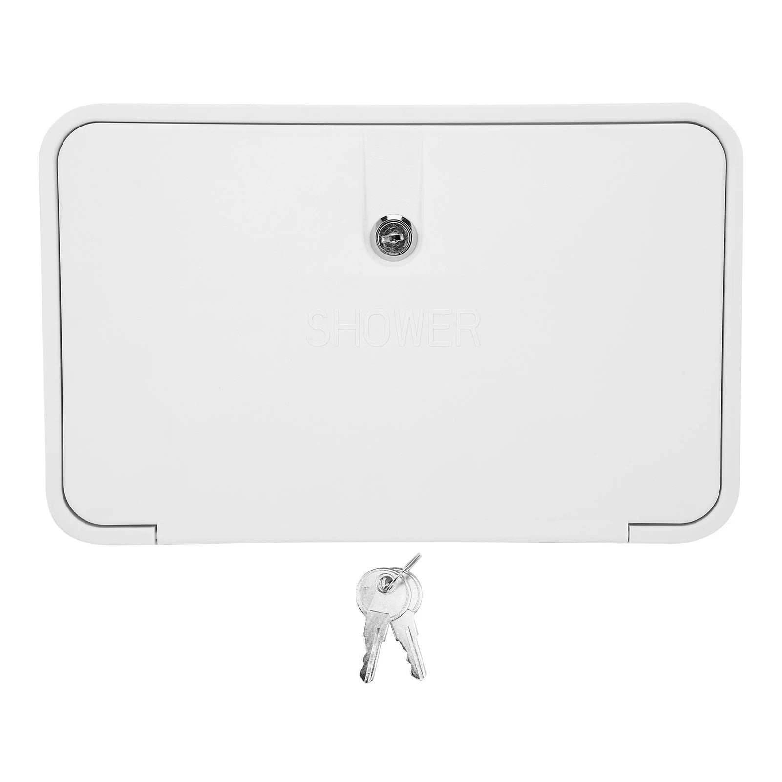 RV Exterior Shower Box Kit with Lock for Boat Camper Motorhome-White