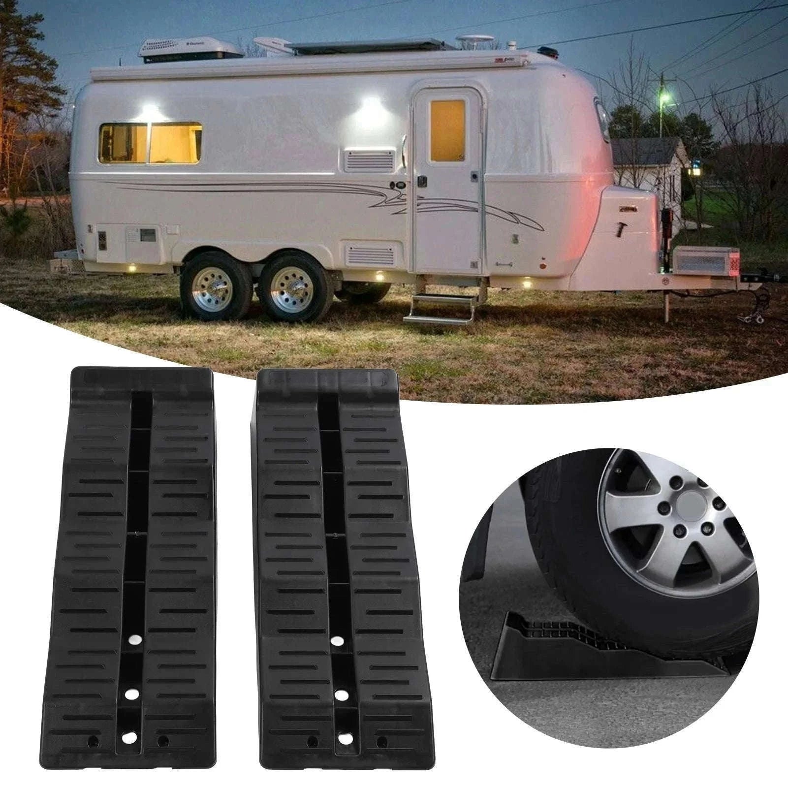 RV Leveling Ramps Blocks 3-Step 11000LBS Load Capacity Wheel Chock for Travel Trailer Camper Truck-black