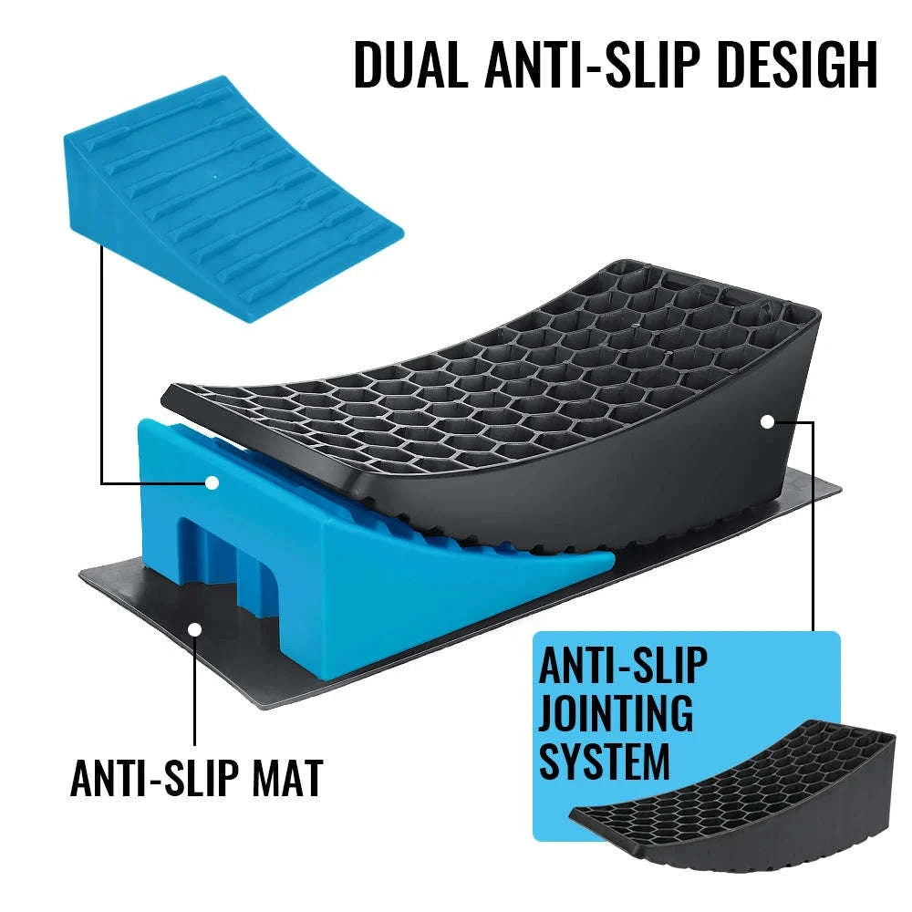 RV Leveling Ramps with Anti-Slip Mats & Storage Bag Set-Blue / france