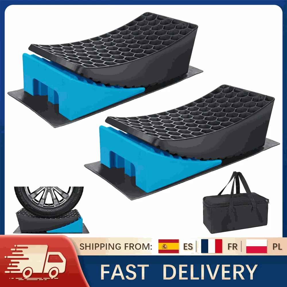 RV Leveling Ramps with Anti-Slip Mats & Storage Bag Set-Blue / france