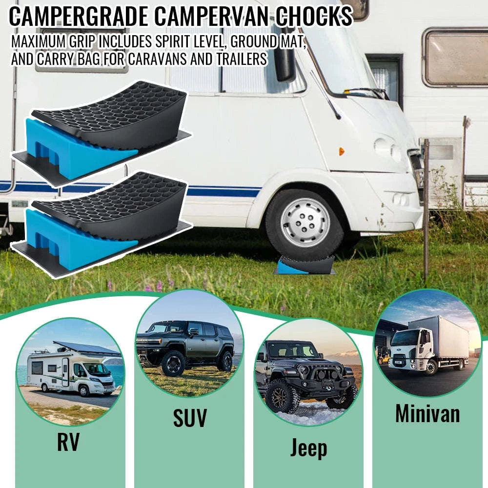RV Leveling Ramps with Anti-Slip Mats & Storage Bag Set-Blue / france