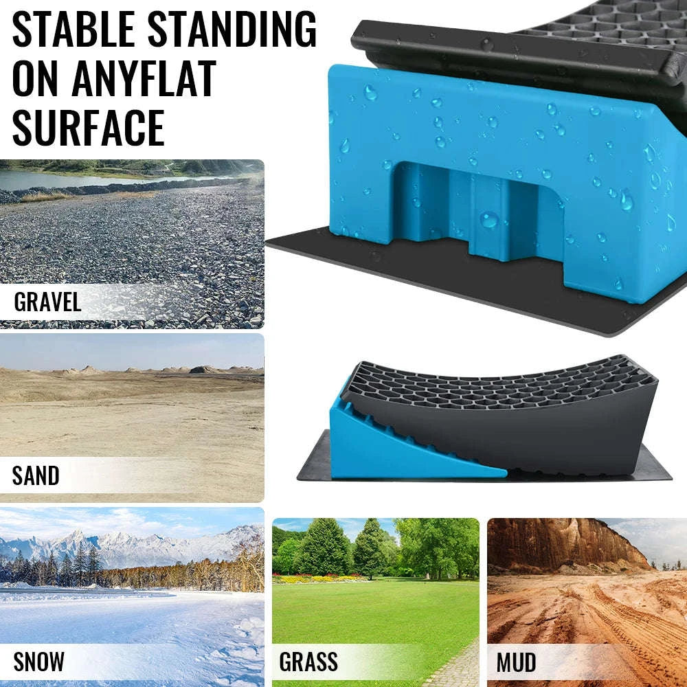 RV Leveling Ramps with Anti-Slip Mats & Storage Bag Set-Blue / france