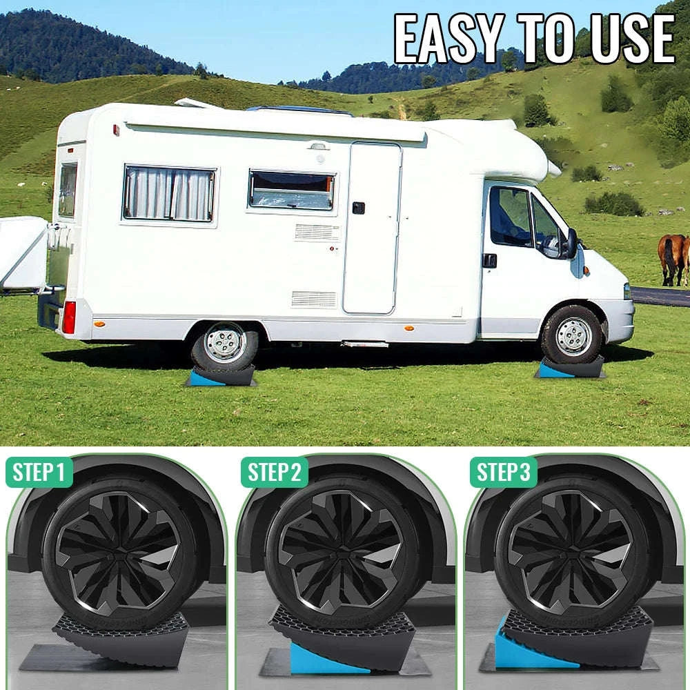 RV Leveling Ramps with Anti-Slip Mats & Storage Bag Set-Blue / france