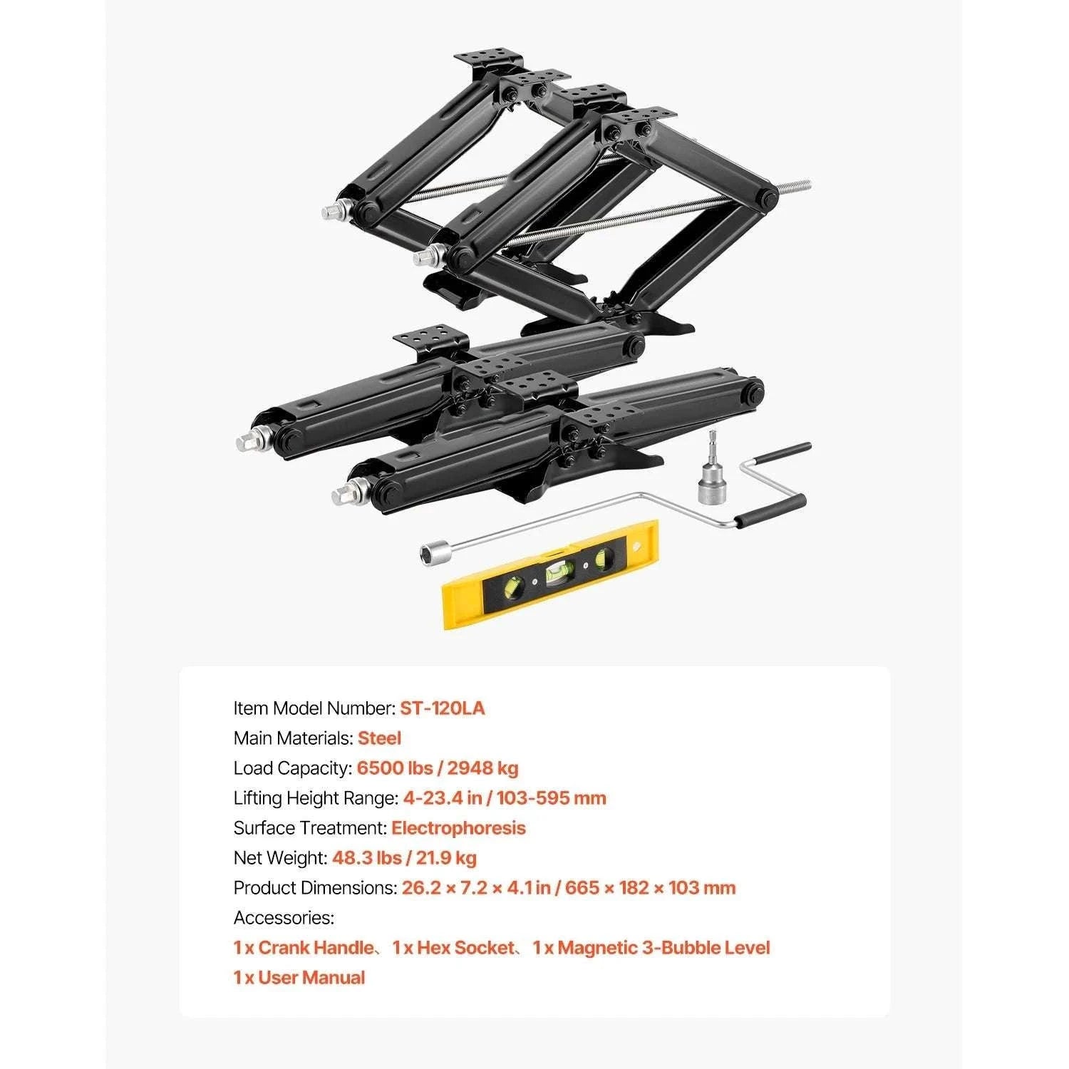 RV Scissor Jacks Set of 4 Heavy Duty Stabilizer with Level-6500lbs / CZECH REPUBLIC