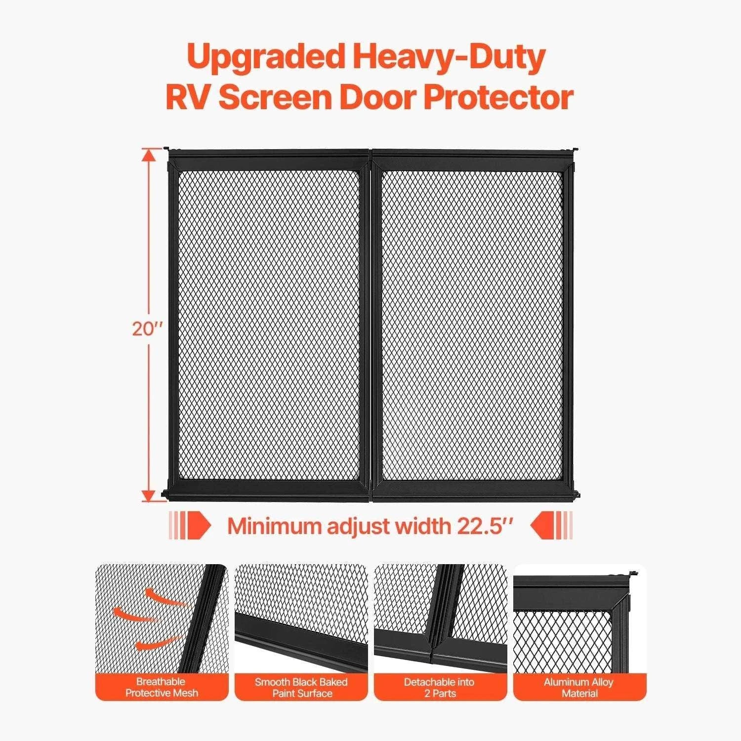 RV Screen Door Protector with Reinforced Mesh for Pets-W26.5in H20in / france