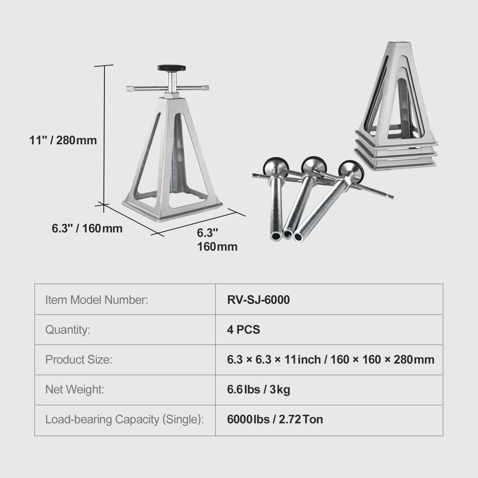 RV Stabilizer Jacks 4 Pack 6000 lb Adjustable Leveling Stack Jacks-4 PCS / United States