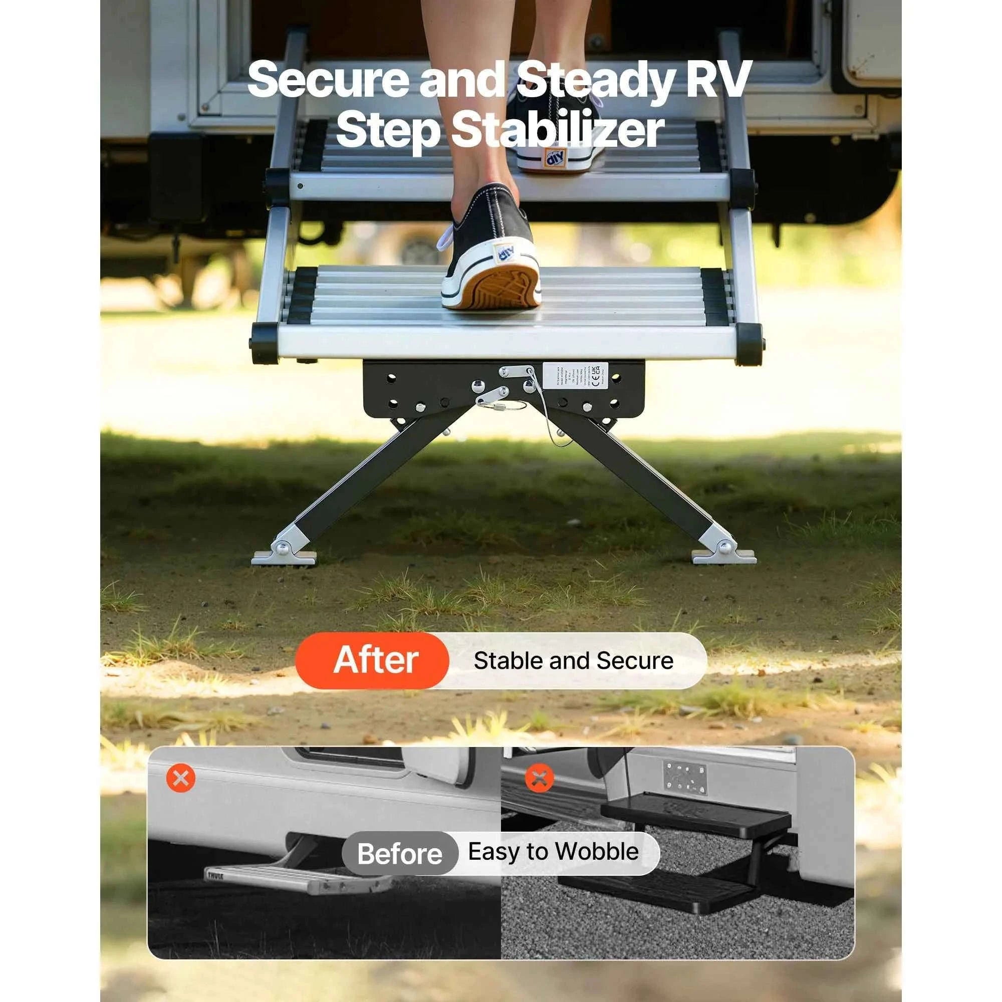 RV Step Stabilizer Height Adjustable Camper Stair Stabilizer for 5th Wheels and Travel Trailers-3-15inch / United States