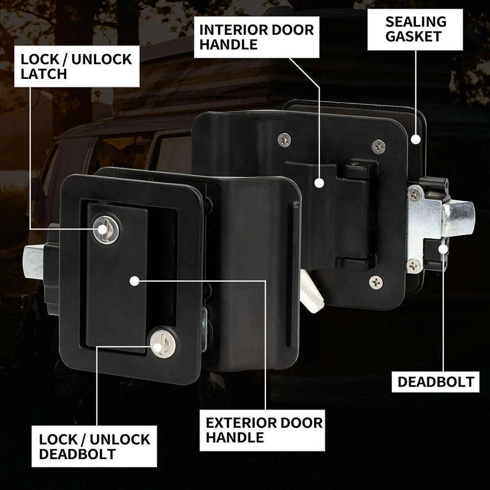 RV Trailer Camper Entry Door Lock Replacement with Deadbolt-Black