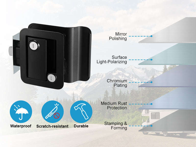 RV Trailer Camper Entry Door Lock Replacement with Deadbolt-Black