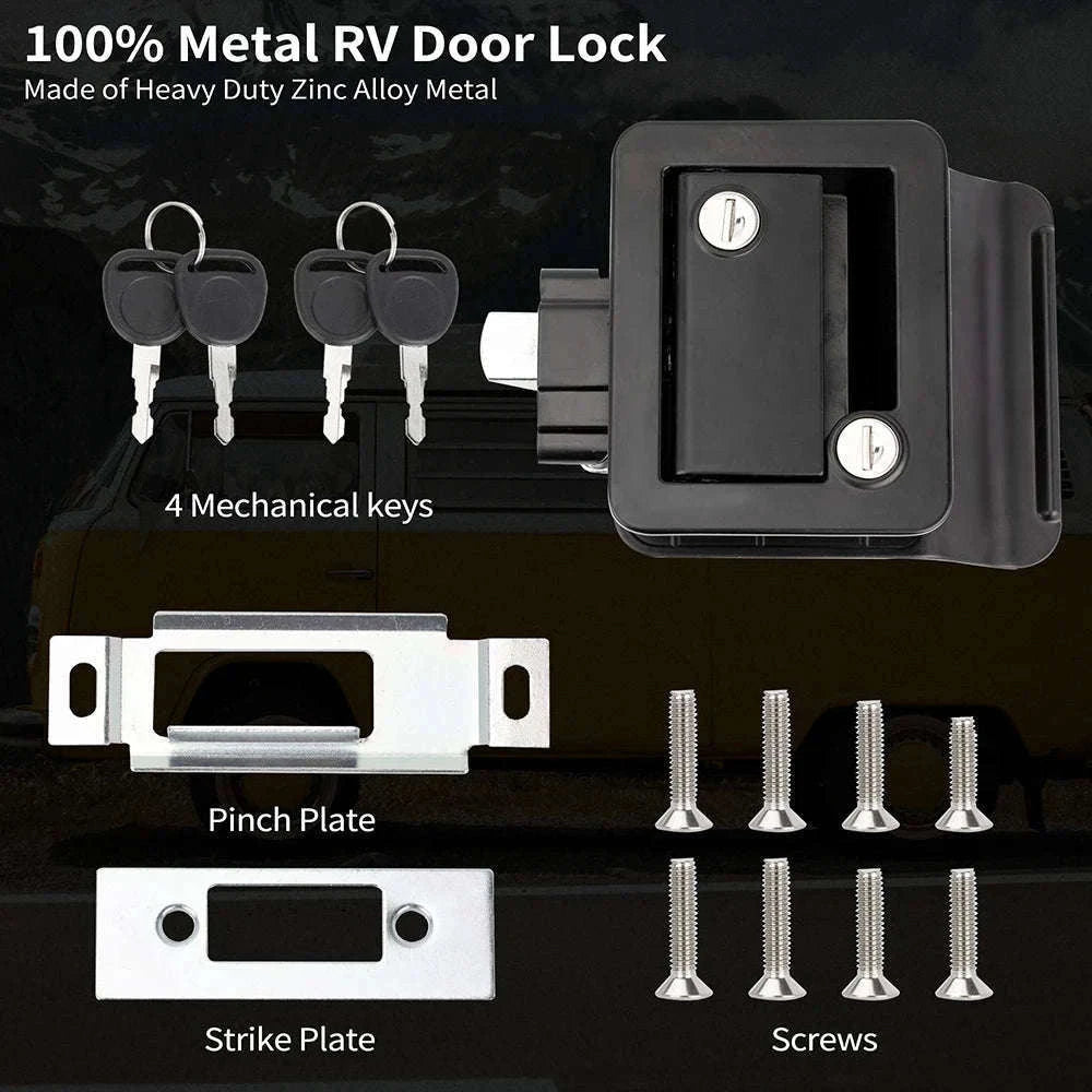 RV Trailer Camper Entry Door Lock Replacement with Deadbolt-Black