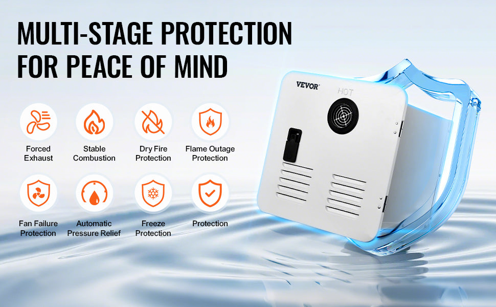 RV Tankless Water Heater 42,000 BTU Instant Hot Water 15x15