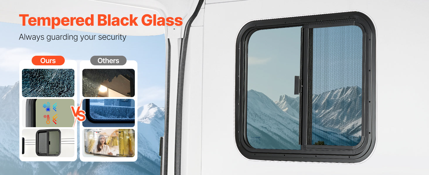Tinted RV Sliding Window with Screen & Lock for Camper Trailer