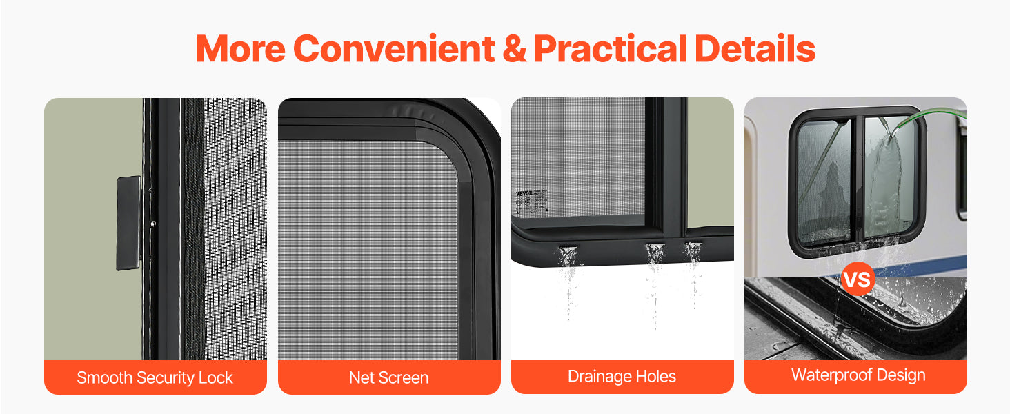 Tinted RV Sliding Window with Screen & Lock for Camper Trailer