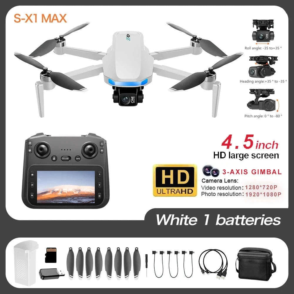 S-X1 MAX GPS Drone with 4K Gimbal Camera and Display Remote-S-X1 Black
