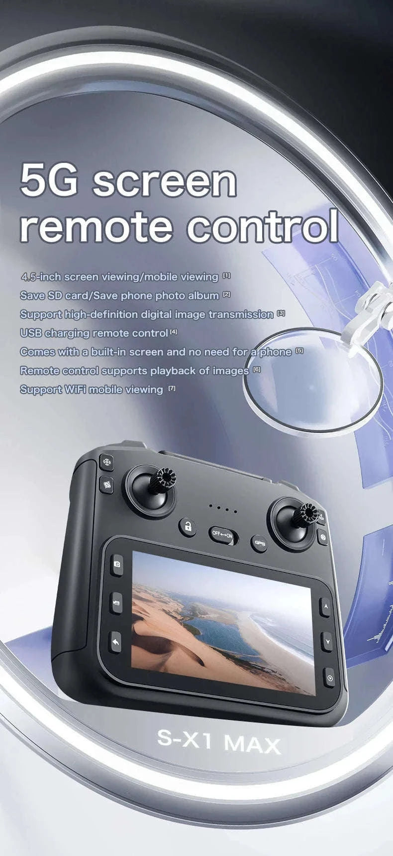 S-X1 MAX GPS Drone with 4K Gimbal Camera and Display Remote-S-X1 Black