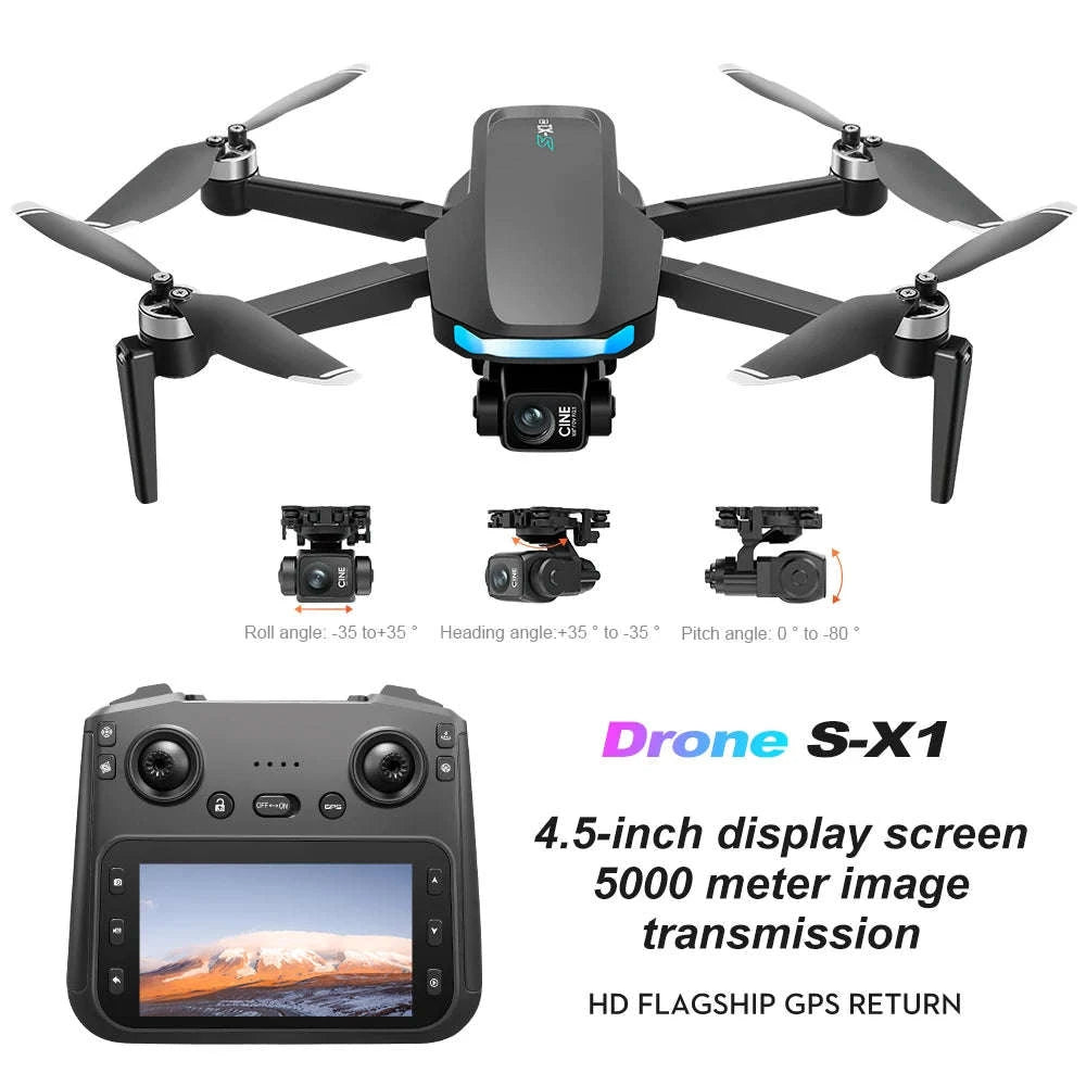 S-X1 MAX Professional GPS Drone with 4K Gimbal Camera-S-X1 Black