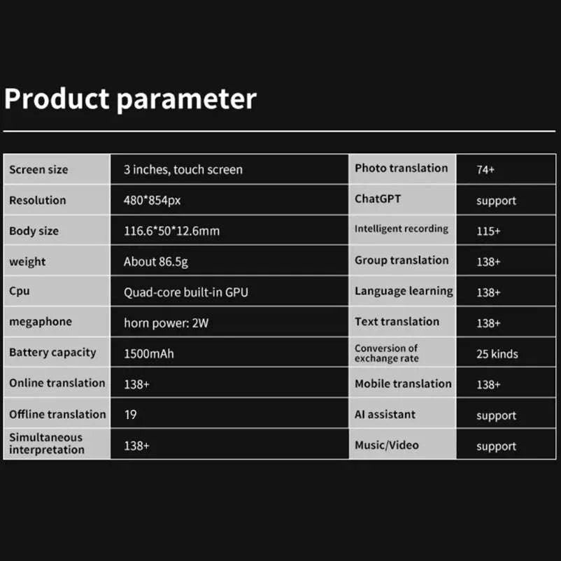 S80 Pro AI Language Translator with 138 Languages and Photo Translation-S80Pro