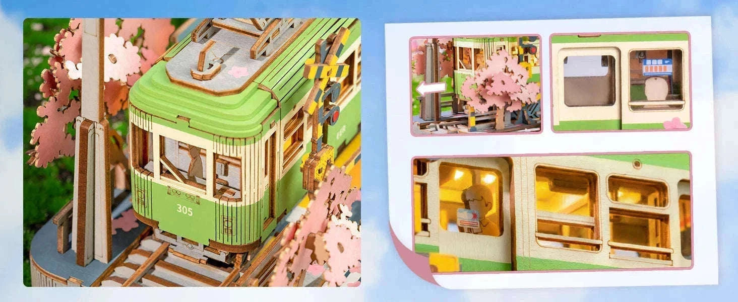 Sakura Journey 3D Puzzle Tram Model with LED Light-BTTGS02 / UNITED KINGDOM