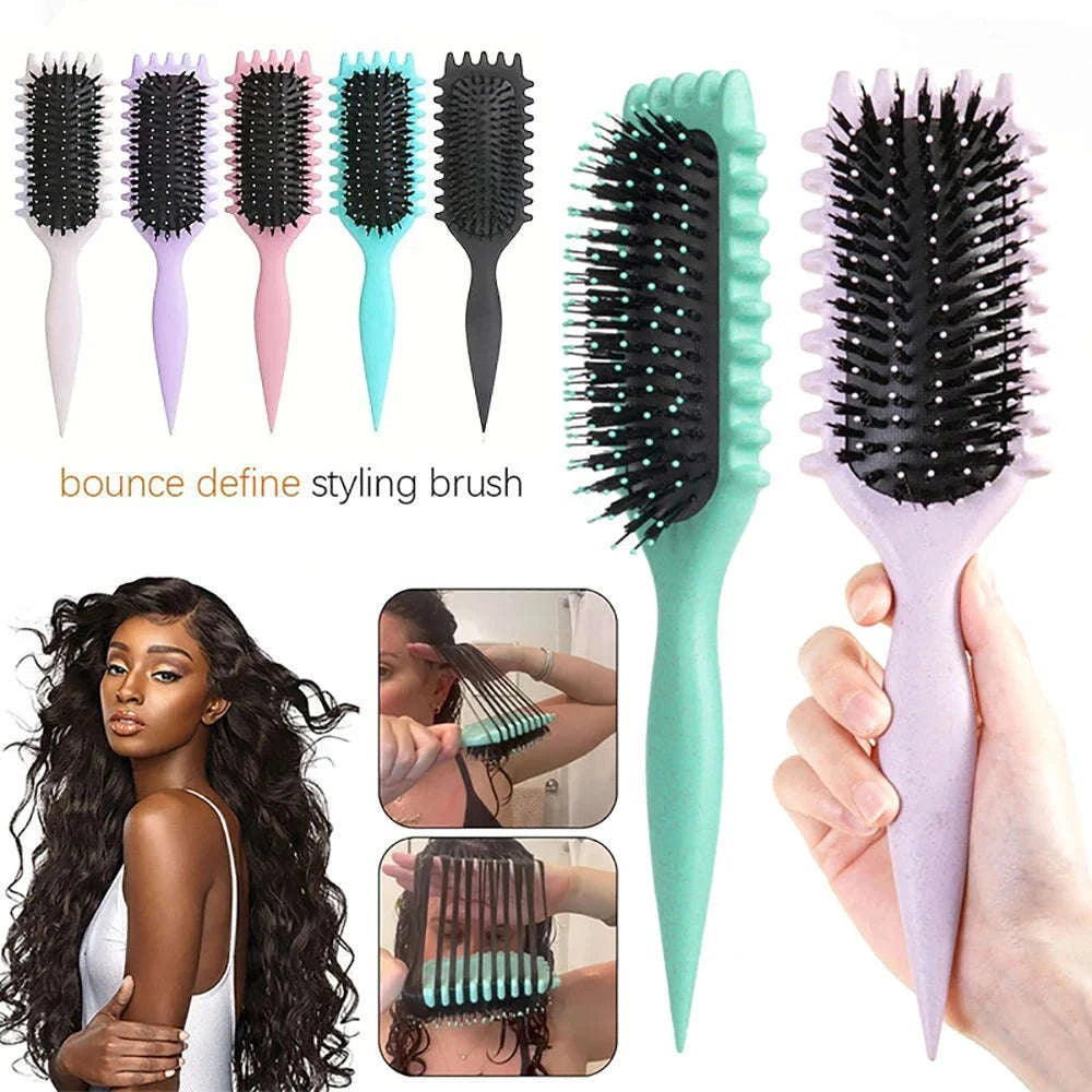 Salon Quality Curling Hair Styling Brush for Effortless Curl Definition-PURPLE