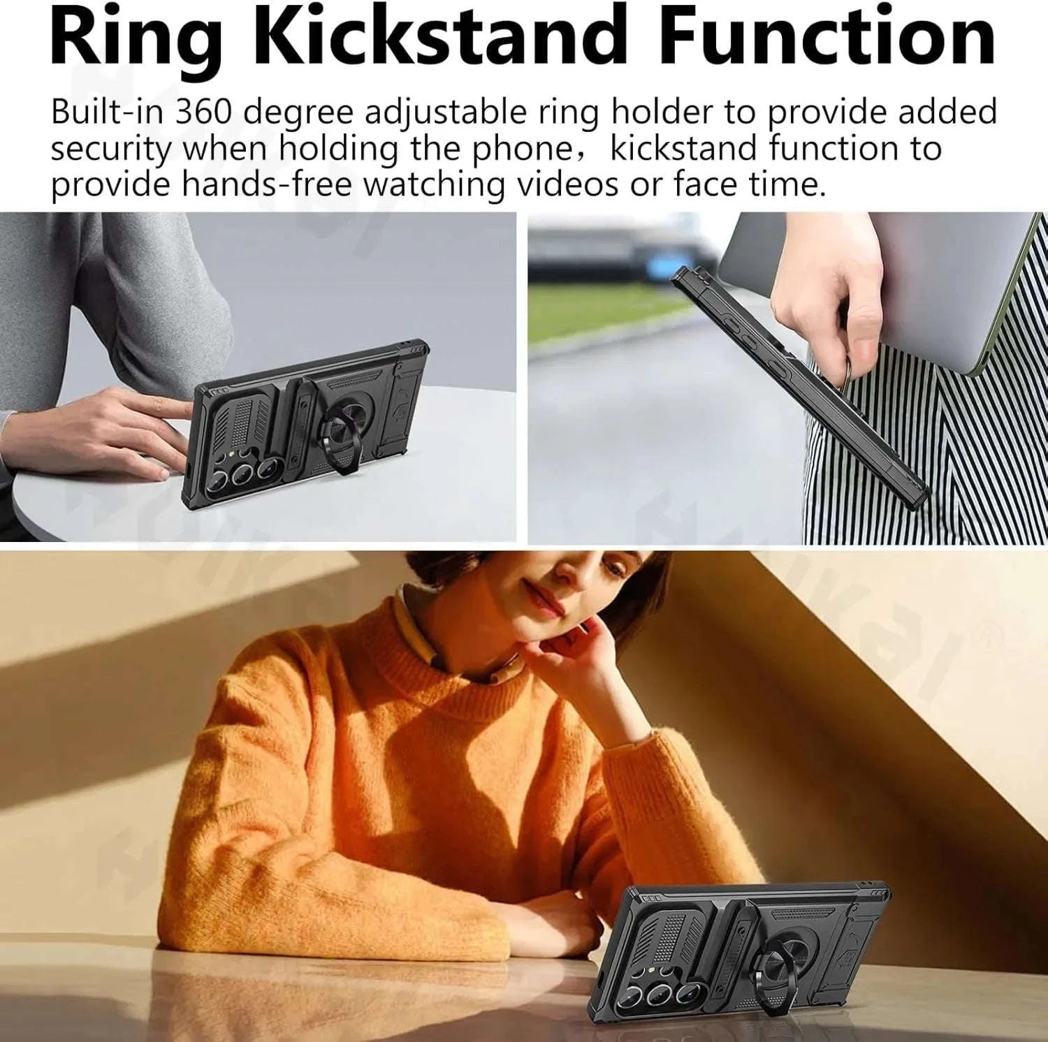 Samsung Galaxy Shockproof Wallet Case with Kickstand-Black / Samsung S24 Ultra