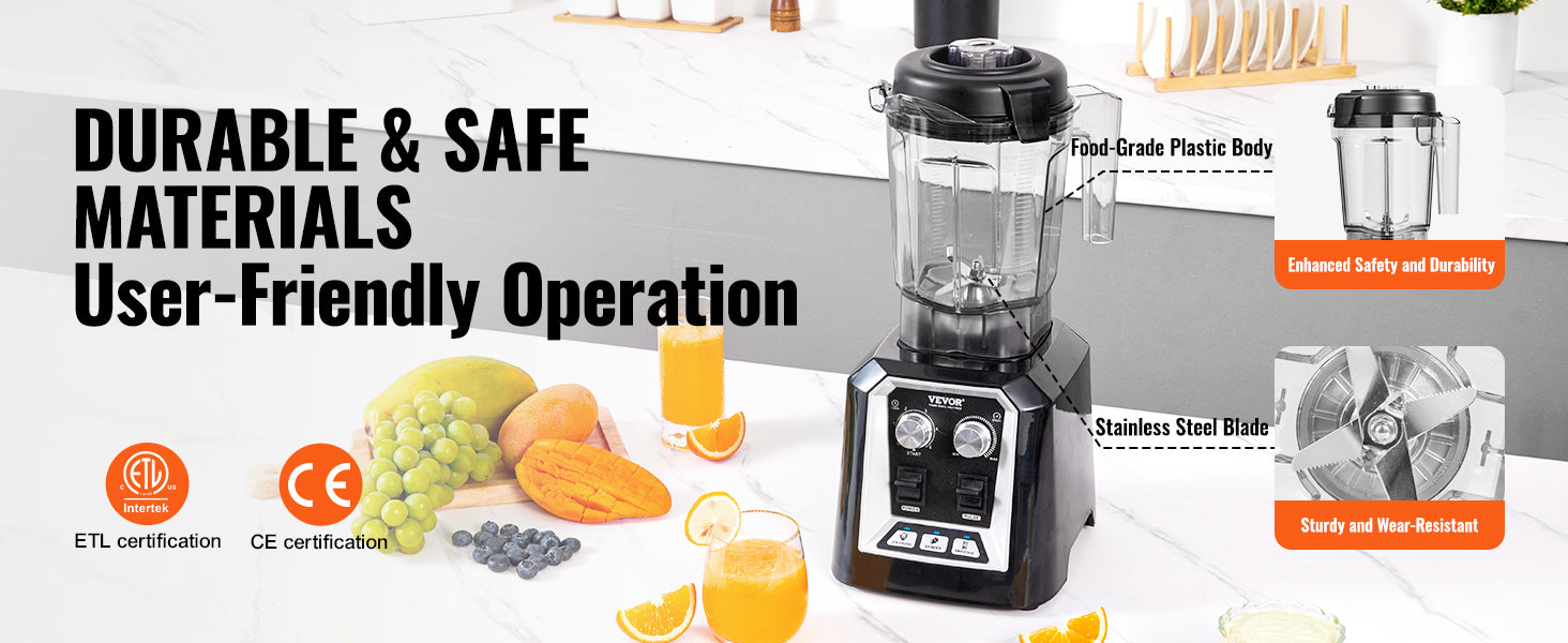 2L Professionel Smoothie Blender 2200W Høj Effekt Bordblender