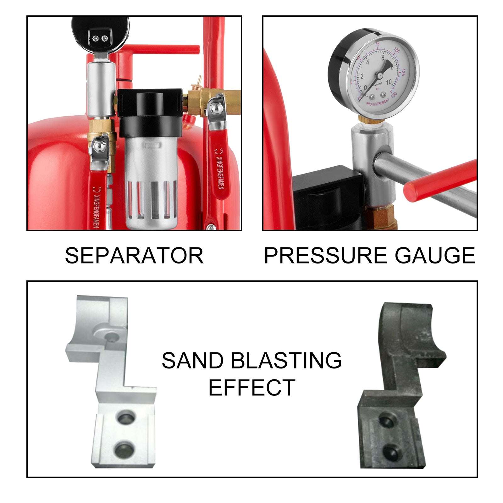 Bærbar 10 Gallon Sandblæser 125 PSI Trykblæsningssæt