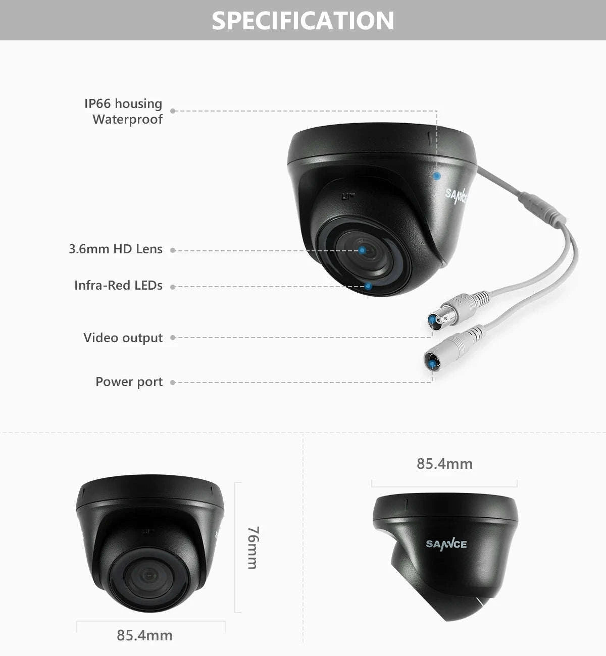 SANNCE 2-Pack 1080P Wired Dome CCTV Security Cameras-1/4" / 1200TVL / United Kingdom