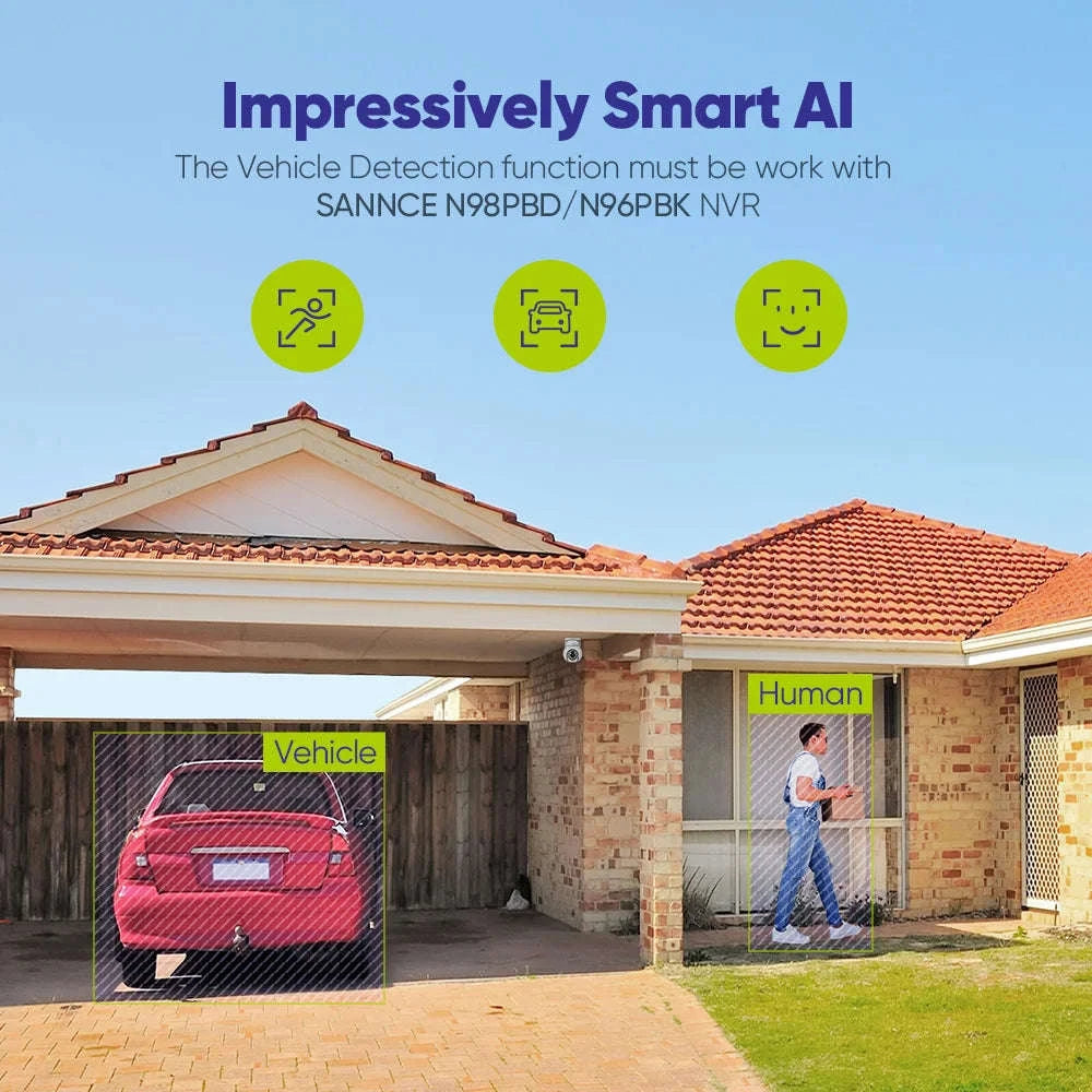 SANNCE 4K PoE Security Camera with Audio, Night Vision, IP66-1Pc Camera / spain