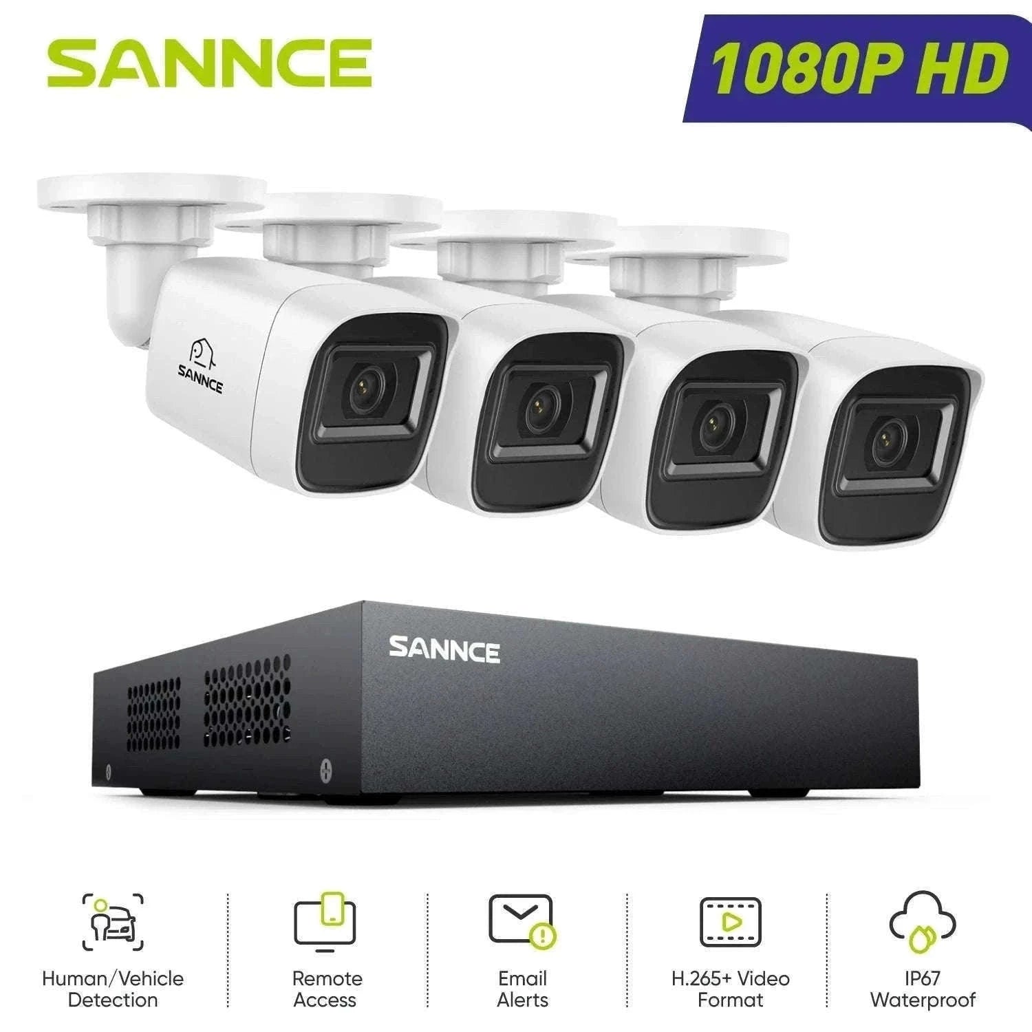SANNCE 8CH 1080P Security Camera System with Night Vision-8pcs cam / 2T / United Kingdom