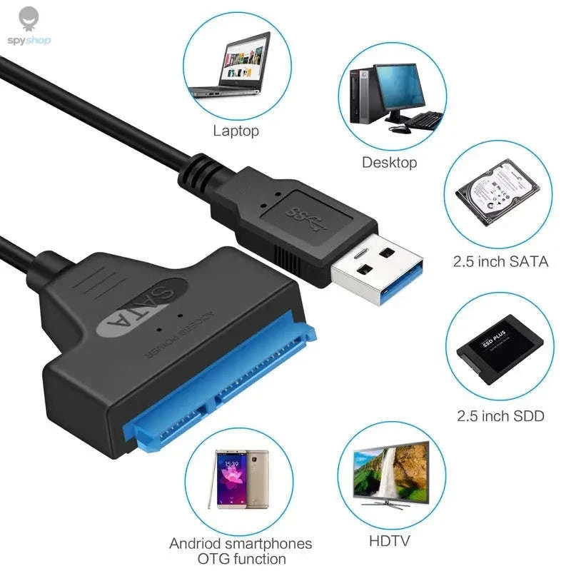 SATA to USB Adapter Cable – Fast Data Access for 2.5-Inch SSDs & HDDs-Type C