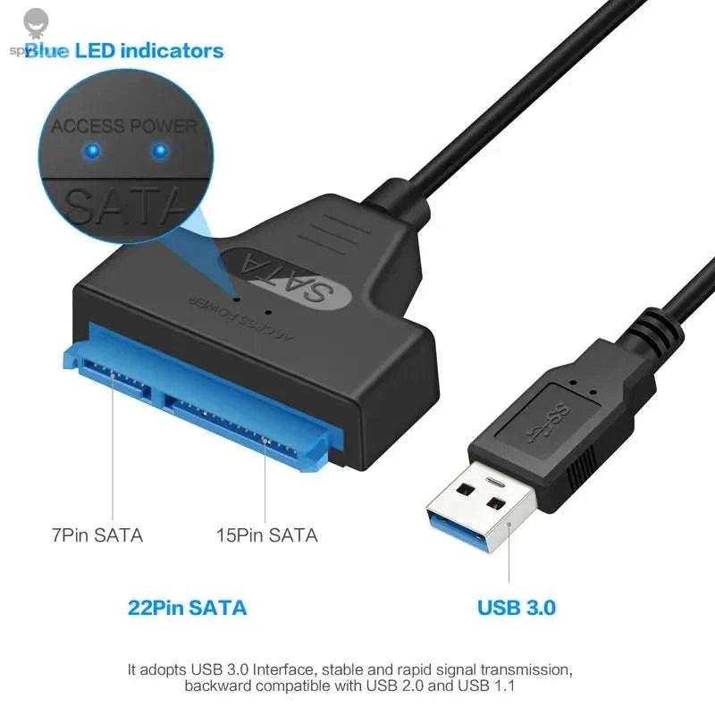 SATA to USB Adapter Cable – Fast Data Access for 2.5-Inch SSDs & HDDs-Type C