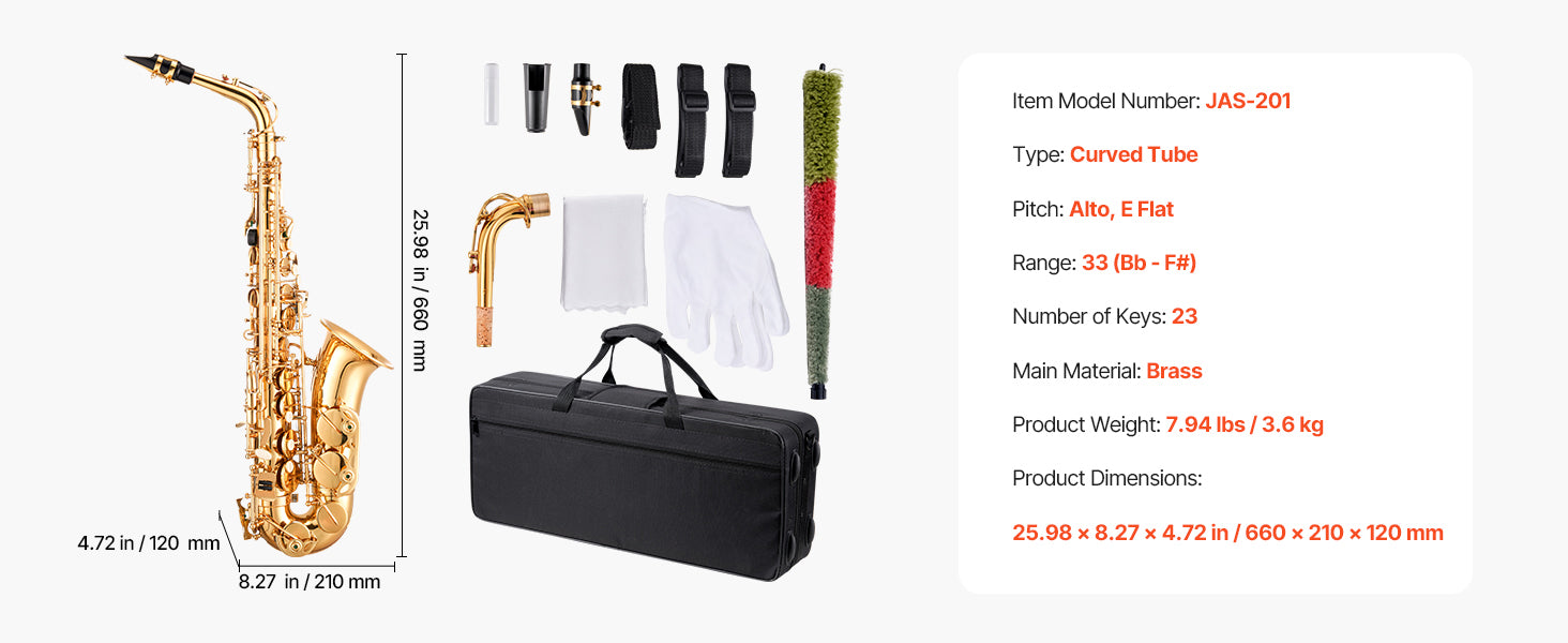 Beginner Alto or Tenor Saxophone Kit with Case & Accessories