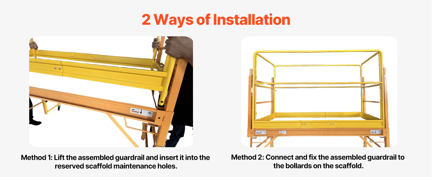 6ft Scaffolding Safety Guardrail System with Carbon Steel Frame