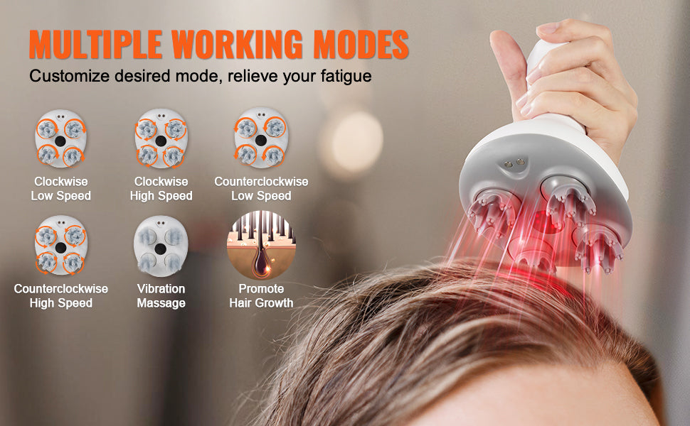 Electric Scalp Massager with 6 Modes Waterproof Rechargeable