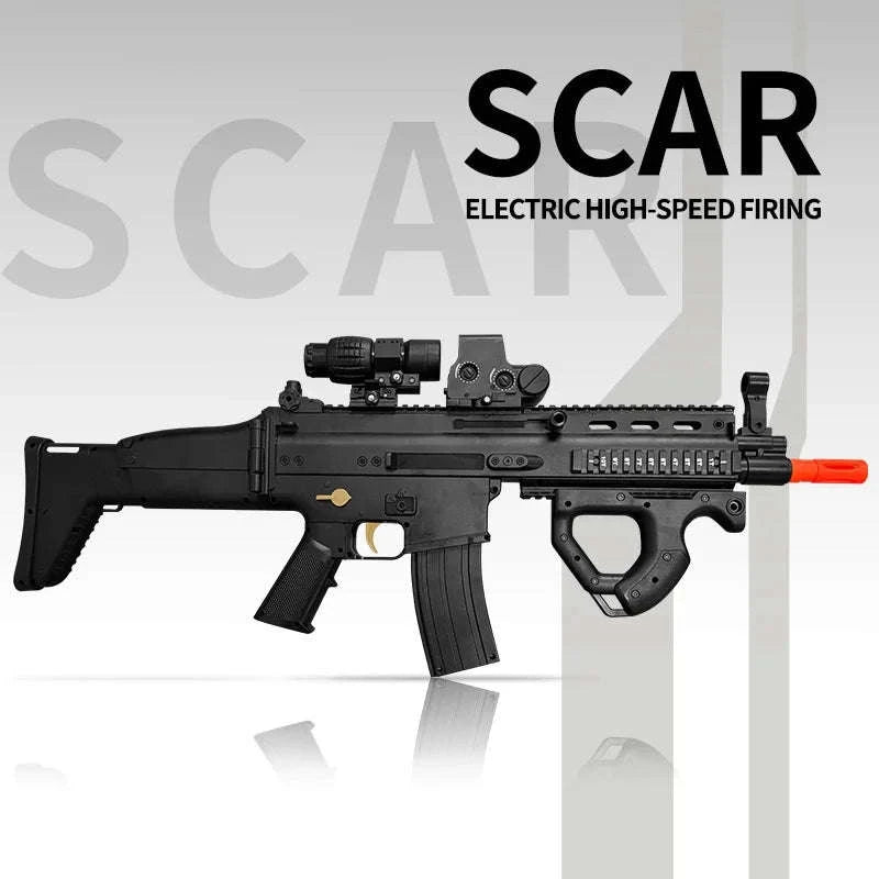 SCAR Electric Gel Ball Gun 7.4V High-Speed Auto Shooting Toy-sand color / United States