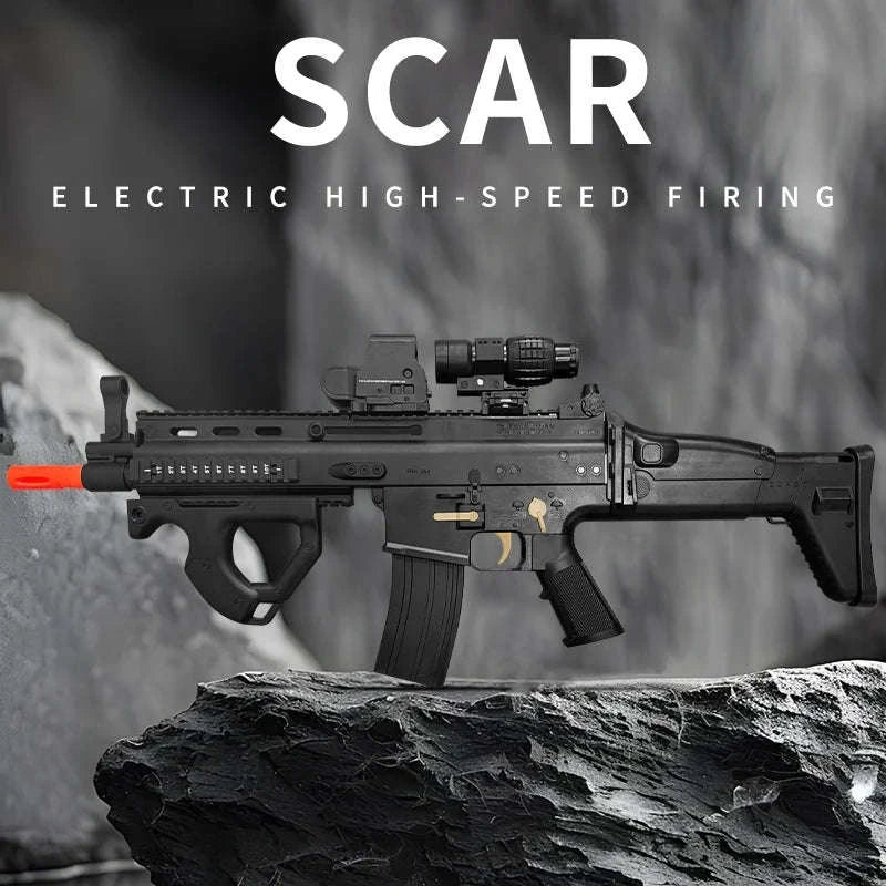 SCAR Electric Gel Ball Gun 7.4V High-Speed Auto Shooting Toy-sand color / United States