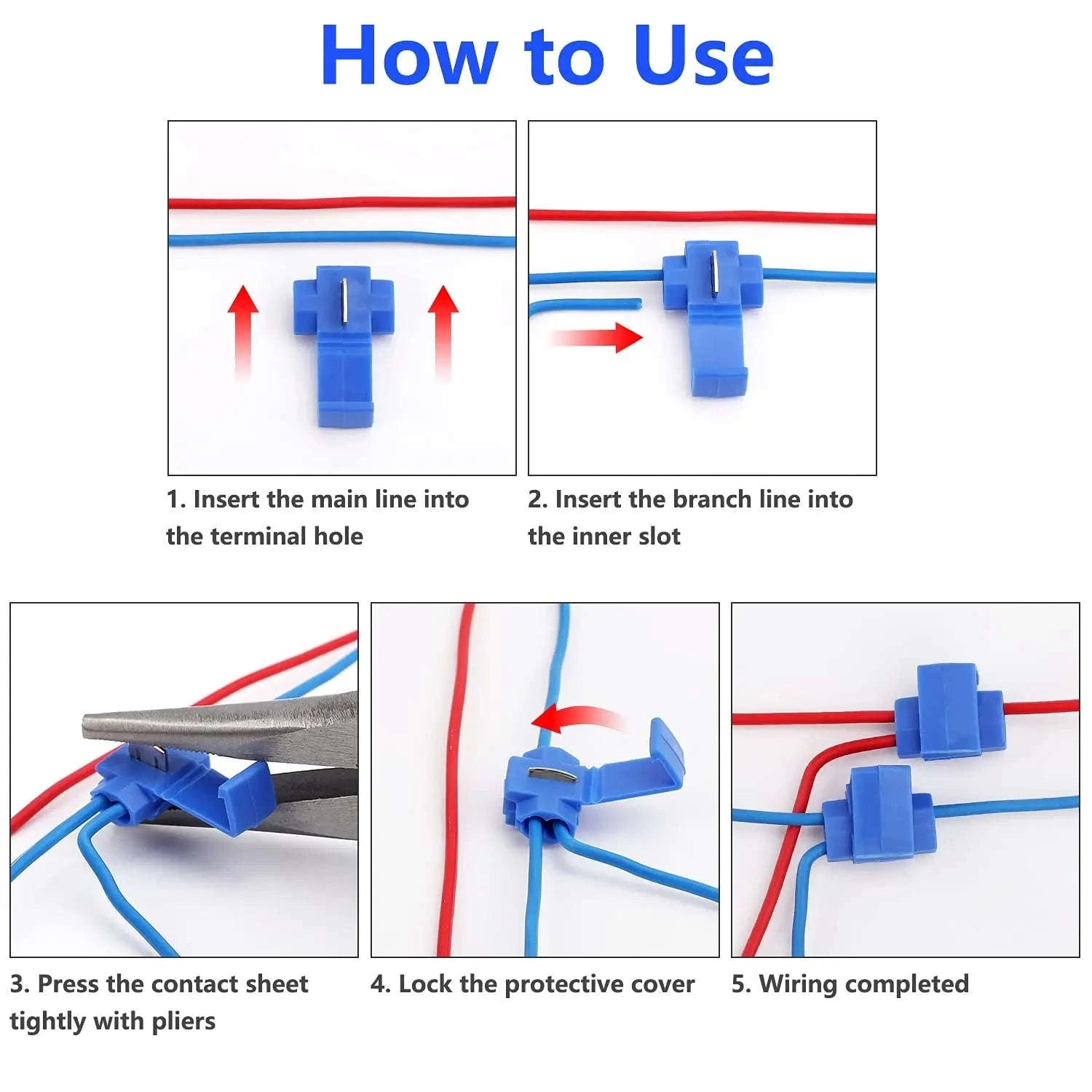 Scotch Lock Quick Splice Wire Connectors 50PC AWG 22–18-BLUE / 50PCS