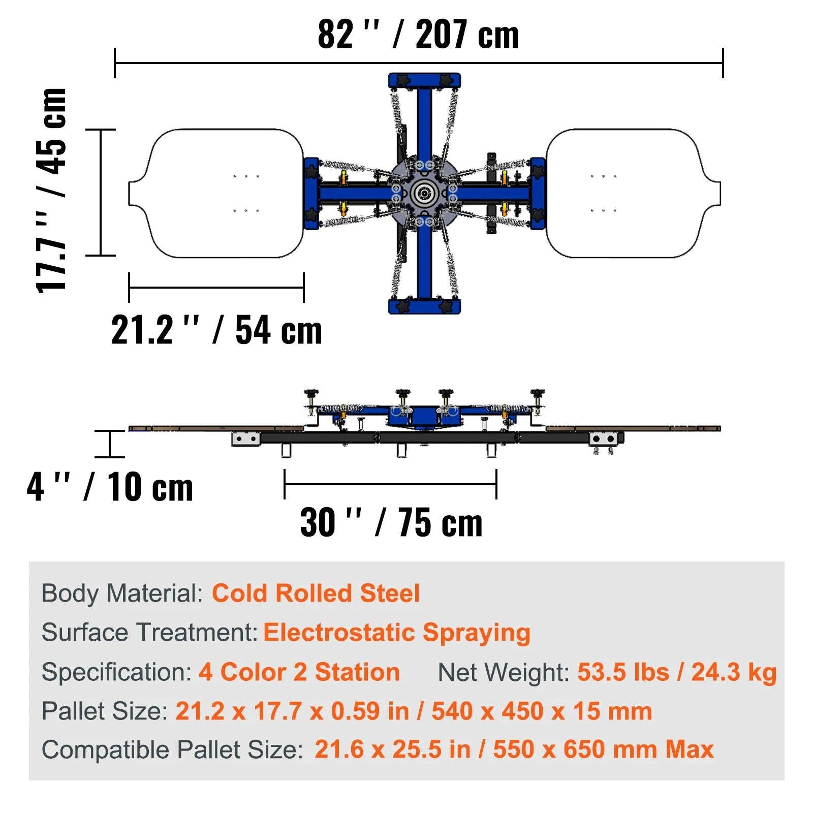 Screen Printing Machine 360° Rotatable 54 x 45 cm Single Color Single Station-1 Color 1 Station / United States