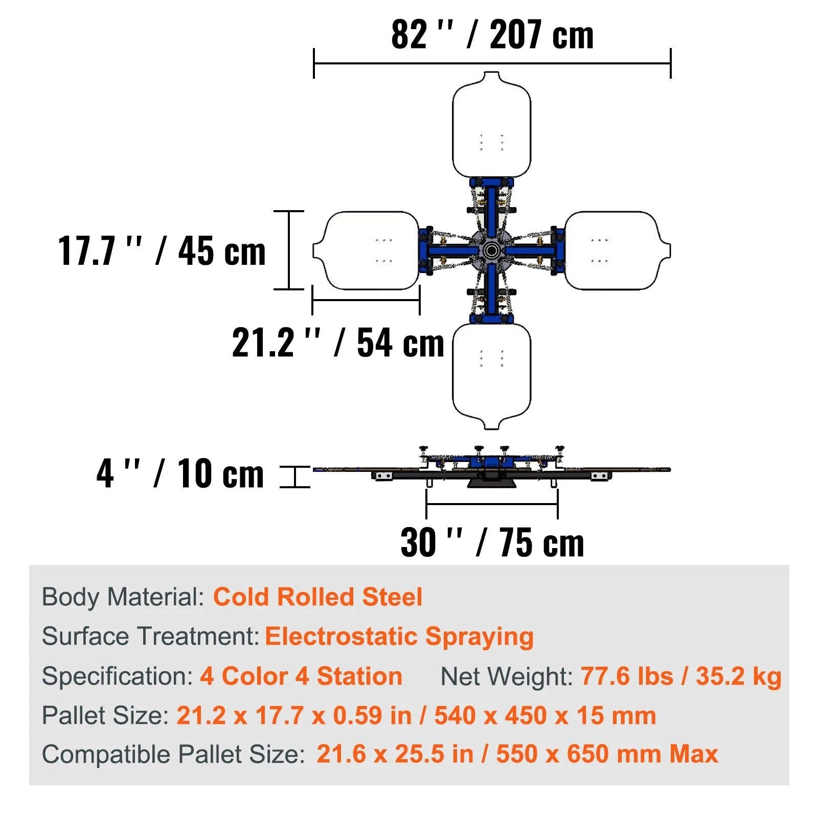 Screen Printing Machine 360° Rotatable 54 x 45 cm Single Color Single Station-1 Color 1 Station / United States