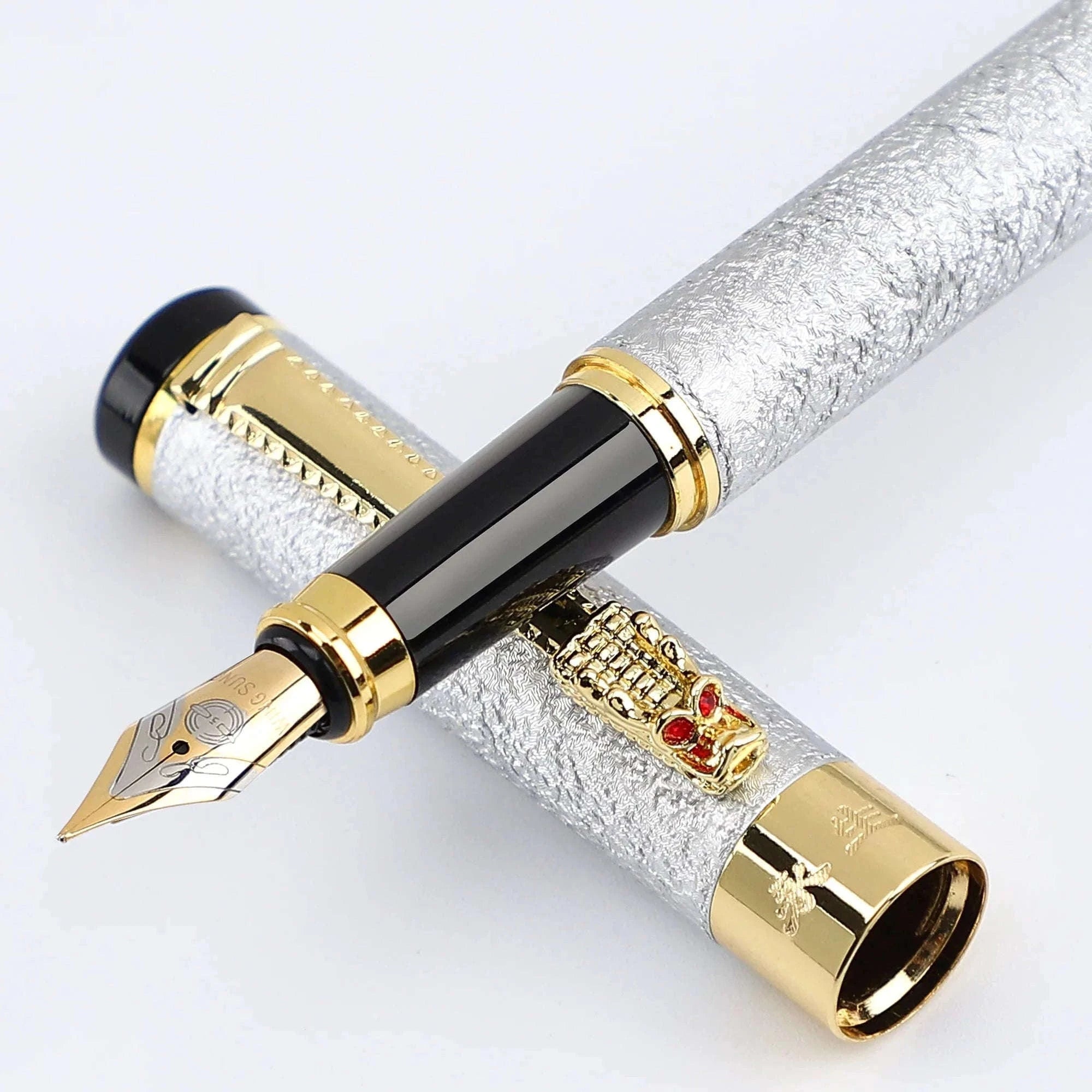 Scrub Metal Fountain Pen with 0.5mm Iridium Nib-1 pc black / F