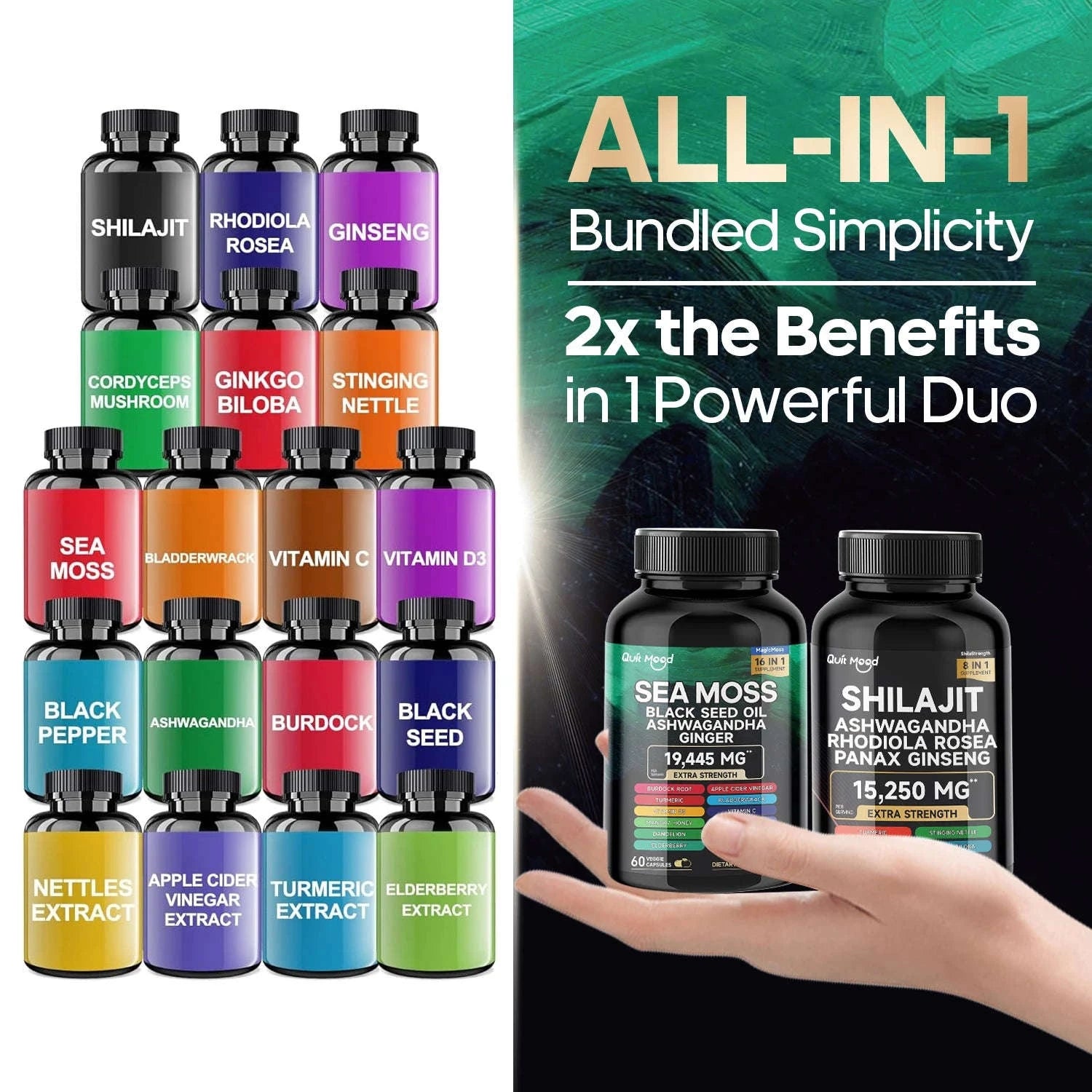 Sea Moss and Shilajit Bundle – 120 Capsule Wellness Formula-2 Bundles / United States