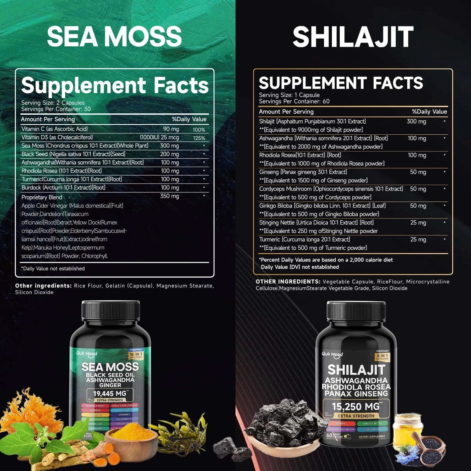 Sea Moss and Shilajit Bundle – 120 Capsule Wellness Formula-2 Bundles / United States
