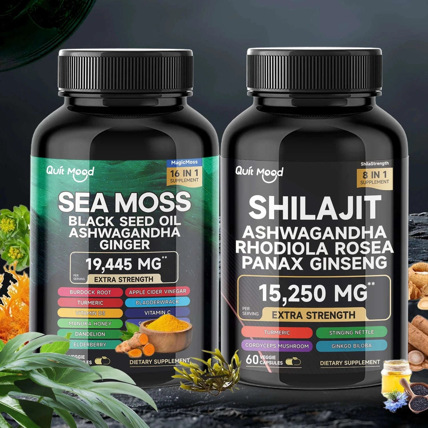 Sea Moss and Shilajit Bundle – 120 Capsule Wellness Formula-2 Bundles / United States
