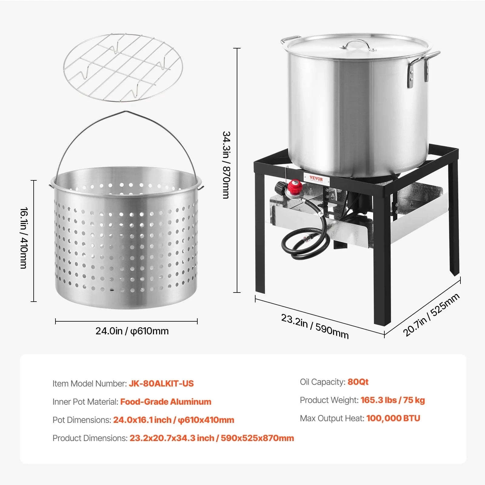 Seafood Boiling Kit with Strainer-100QT / United States