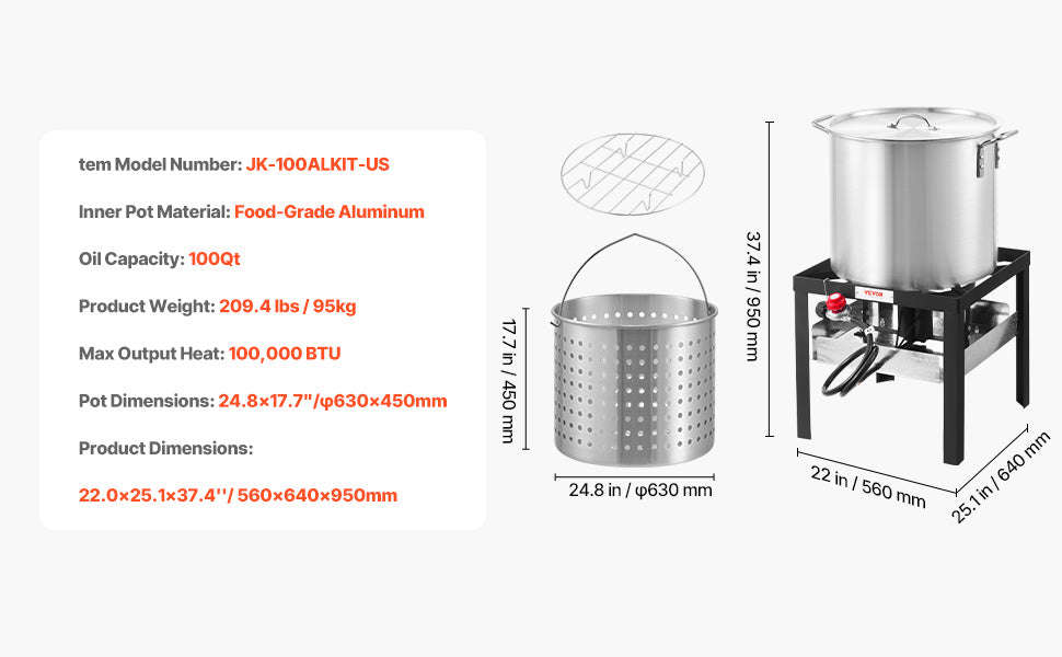 Seafood Boiling Kit with Strainer-100QT / United States