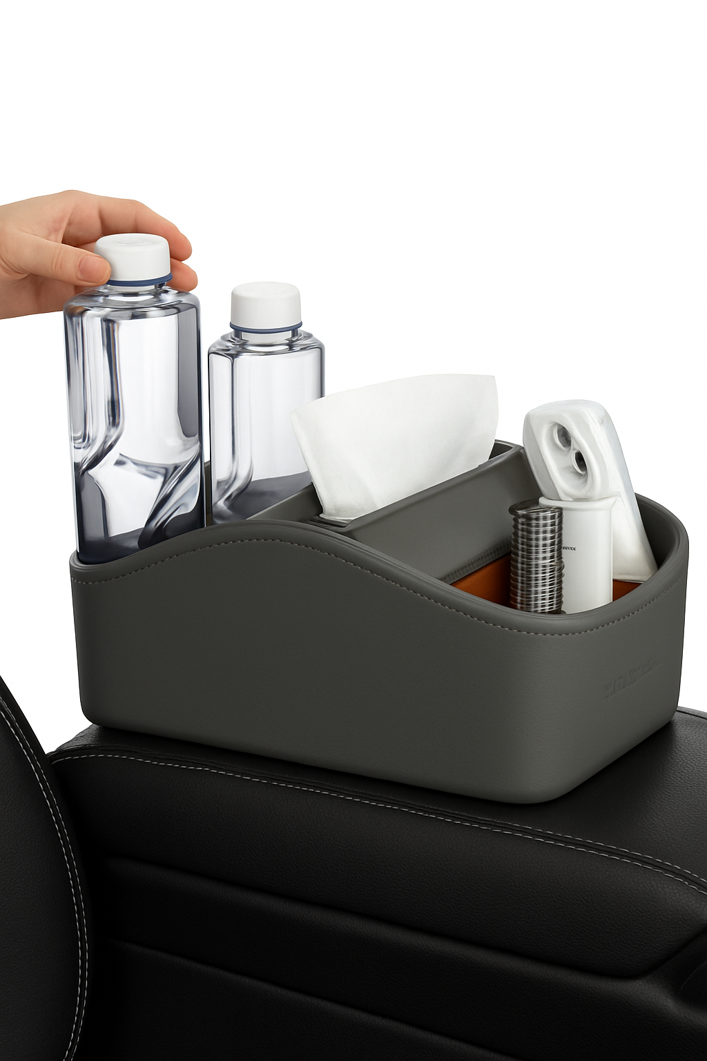 5 in 1 Car Center Console Armrest Storage Box with Tissue Holder and Cup Holder