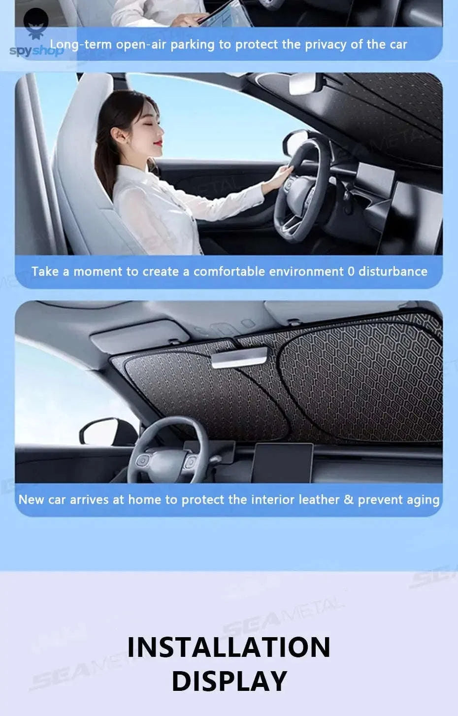 SEAMETAL Car Windshield Sun Shade Umbrella – UV Protection and Heat Reduction-1 pc